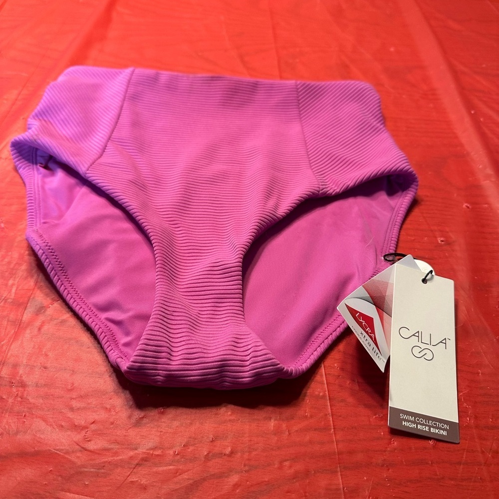 Calla Women's Pink High Rise Bikini Bottom
